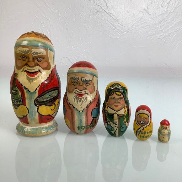 VGT Santa Claus Soviet Union Russia Matryoshka 1996 Nesting Dolls 5 complete - Picture 11 of 12